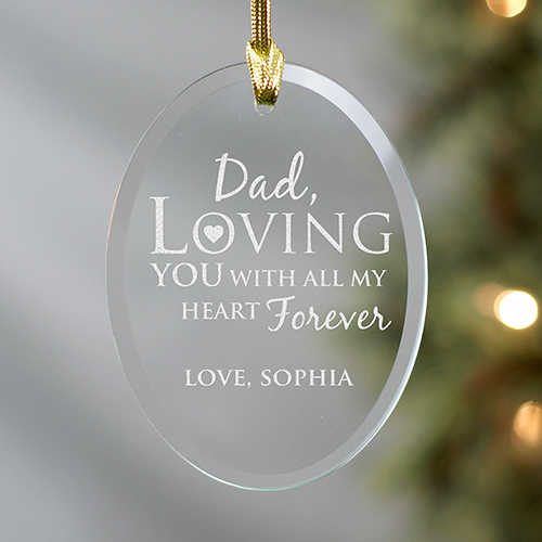 Engraved Mom or Dad Oval Glass Ornament 8107064